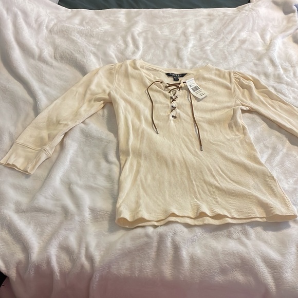 NWT Ralph Lauren Lace-Up Tee - Picture 2 of 4